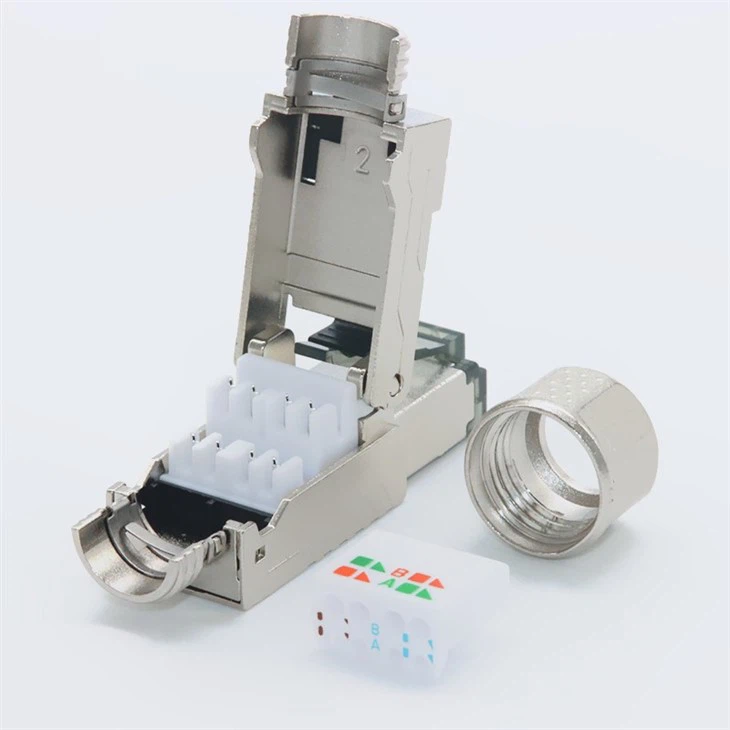 Reusable CAT6A SFTP Toolless 8P8C RJ45 Plug Connector
