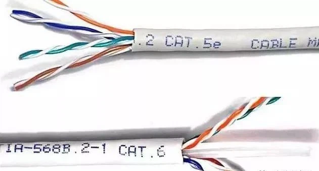 Gigabit: Typically Cat6 cables or Cat5e cables. Gigabit: Typically Cat6 cables or Cat5e cables.